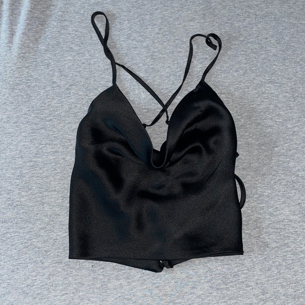 Black satin crop top from garage